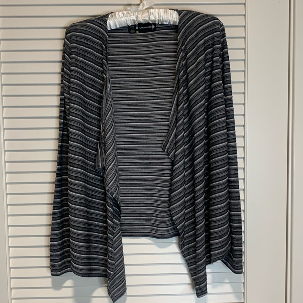Smartwool Size Medium Stripe Horizon Line Wrap Cardigan Sweater - Picture 2 of 7